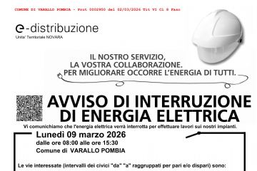 Avviso Interruzione Energia Elettrica - 9 marzo 2026